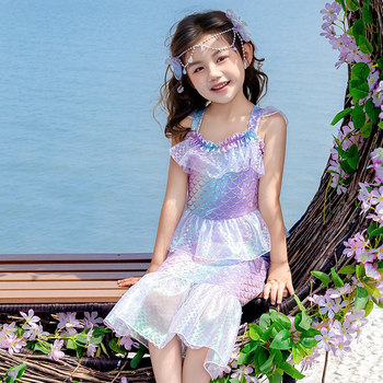 New mermaid costume girls swimsuit mid-large children bikini children princess beach swimsuit set