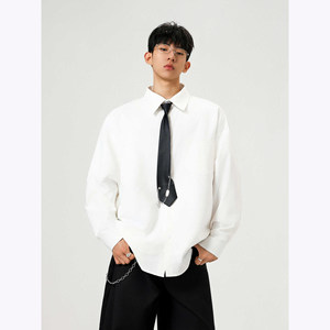 
American solid color college style cleanfit long-sleeved shirts for men and women in spring and autumn loose couple versatile shirts and jackets