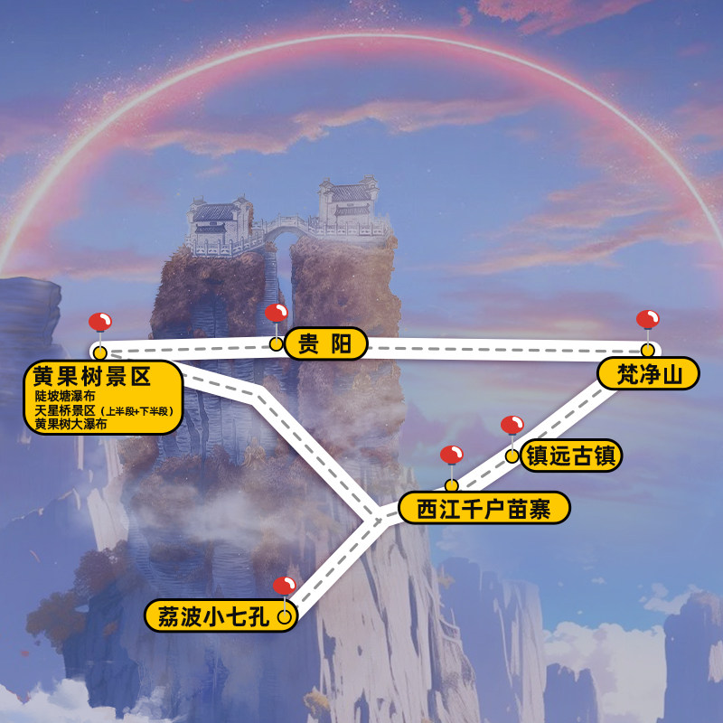 飞猪贵州旅游纯玩梵净山黄果树苗寨小七孔镇远6天5晚贵阳跟团行