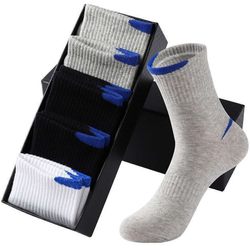 Mid-Calf Socks for All Seasons, Sweat-Absorbent, Odor-Resistant, Black, White, Gray, Solid Color, Sports, Basketball, Trendy Socks, Business Casual, Men's