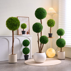 Simulated Spherical Plant, Bionic Green Plant Potted Plant, High-End Light Luxury Living Room Floor-Standing Milan Artificial Tree Ornament Decoration