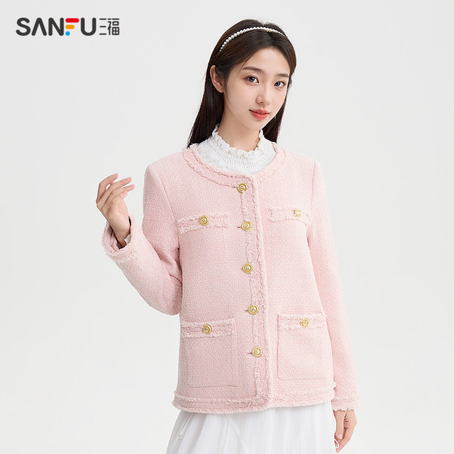 2025 Silver trimmed tweed, high-end Xiaoxiangfeng jacket, short spring and autumn women's white temperament autumn top