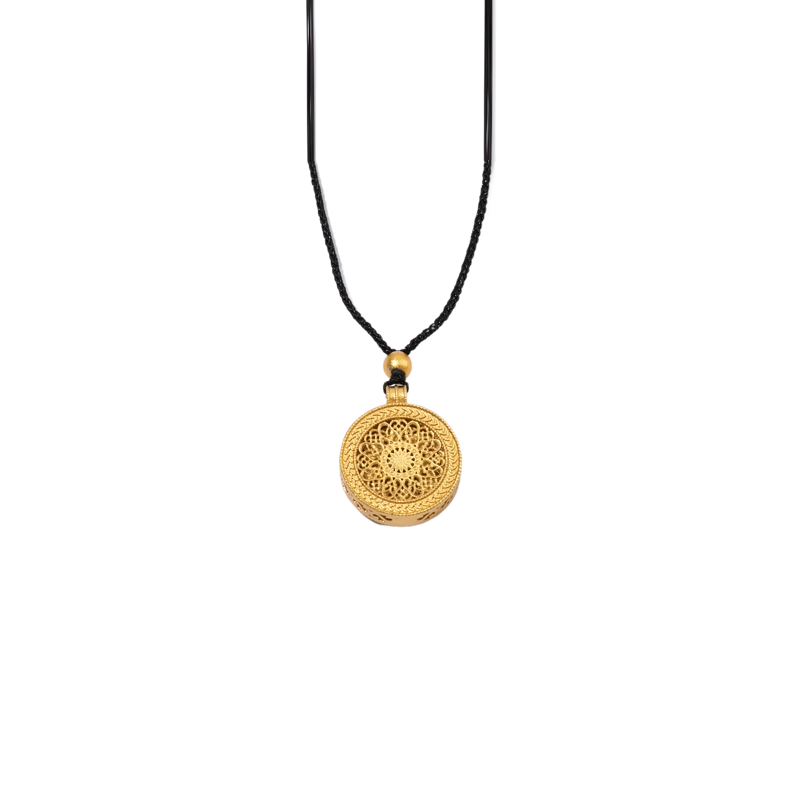 三福国潮八宝罗盘短项链单条新中式潮流首饰配饰链条838442