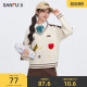 Sanfu sweater 2025 new spring interesting pattern striped V-neck casual petite tops for women 496394