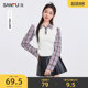 Sanfu Sweater 2025 new spring design fake two-piece slim plaid short top women's clothing 496697
