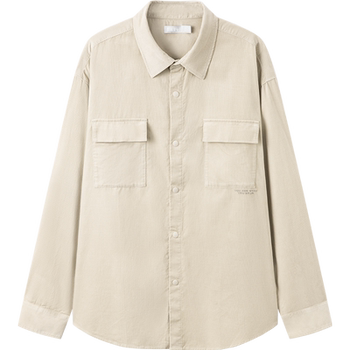 Senma long -sleeved shirt Men's winter solid color core velvet shirt embroidered velvet sensor jacket simple versatile commute top
