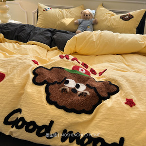 
Cartoon pure cotton four-piece set 2025 new cotton sheet quilt cover bedding student single dormitory three-piece set