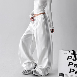 
American retro sports pants for women 2026 autumn and winter new style loose thickened slimming versatile straight wide leg casual pants trendy