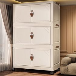 Storage Cabinet Multi-Layer Household Sundries and Clothes Storage Cabinet Baby and Children Installation-Free Plastic Folding Storage Cabinet