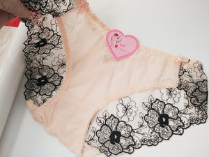 Yigege pure cotton transparent low -waist embroidery simplicity net gauze lace lace fabric underwear trousers 00273

