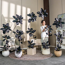 Large High-End Artificial Green Plant, Black Rubber Tree, Fake Tree, Bionic Potted Plant, Fake Plant, Indoor Living Room Decoration
