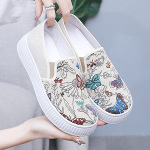 
Spring and Autumn Fisherman's Shoes One-Pin-One-Pin-One Student Shoes Breathable Comfortable Casual All-Match Canvas Shoes Soft Sole Anti-Slip Lazy Shoes