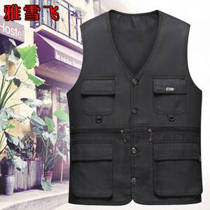 
Multi-pocket vest men's outdoor thin middle-aged and elderly father loose spring and autumn vest fishing photography workwear cover
