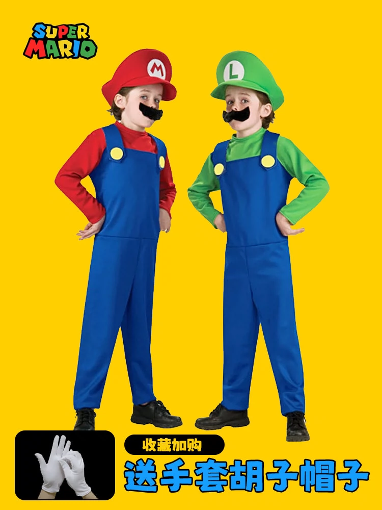 2023 Halloween trẻ em trang phục Mario người lớn cosplay Super Mario hiệu suất cha mẹ và con họp thể thao