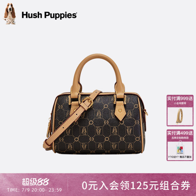 Hush Puppies women's bag new fashion retro old flower handbag women's shoulder crossbody bag Boston pillow bag