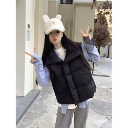 Korean Retro Stand-up Collar Zipper Vest Jacket For Women 2023 Autumn And Winter New Niche Bread Coat Layered Sleeveless Top