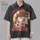 American retro western denim cat orange cat personality large size short-sleeved shirt men's and women's clothing 0017 design without boundaries