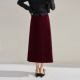 24 autumn and winter Ankela red pleated mid-length skirt commuting versatile high waist covering flesh to make you look thin and pleated skirt 15886
