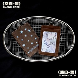 Night Breeze* Leather 3inch Small Card Holder Women's High School Style Decorative Neck Hanging Work Badge