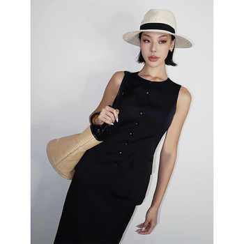 
VanessaLab Helsa Hoskelsa old-fashioned black suit waist-hugging temperament slimming vest vest vest