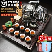 Khay trà nhỏ bằng gỗ nguyên khối, bếp cảm ứng hoàn toàn tự động, bộ trà đất sét tím, bộ trà Kung Fu gốm sứ đơn giản dành cho gia đình