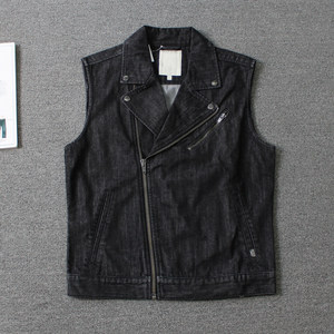 
Shuike men's lapel sleeveless denim vest jacket we shi today