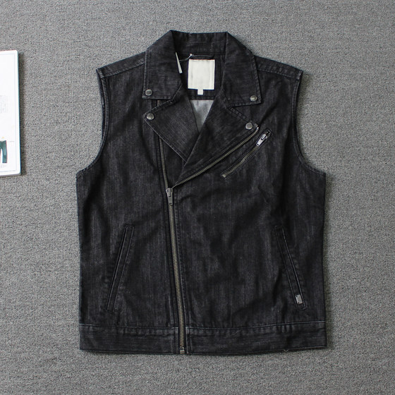 
Shuike men's lapel sleeveless denim vest jacket we shi today