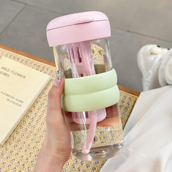 Water Cup 2025 New Model High Aesthetic Value Women's Tea and Water Separation Tea Cup High Temperature Resistant Office Glass Cup Straw Cup