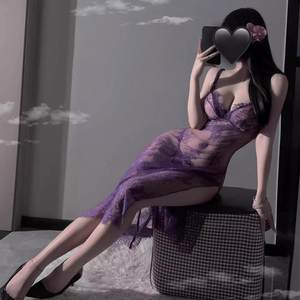 
Sexy bed with purple royal sister style charming and charming sexy mesh perspective long nightgown for women slim dating pajamas