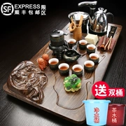 Bộ trà cung cấp nước hoàn toàn tự động hộ gia đình đất sét tím kung fu trà đạo khay trà bằng gỗ nguyên bộ Bộ bàn pha trà trà đạo ba chiều
