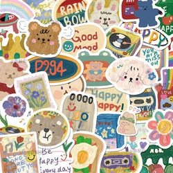 449 Pieces ins Korean-Style Watercolor Stickers, Popular Online, Cute, Creative, Unique, High-End Decorative Waterproof Stickers
