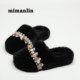 Xiaoxiangfeng black furry slippers for women's outerwear Internet celebrity versatile non-slip lazy plus plush office cotton slippers