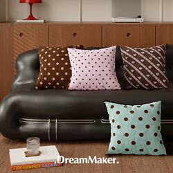 Retro Polka Dot Heart Pillowcase Square Bedroom Bedside Pillow Office Chair Cushion Living Room Sofa Cushion