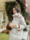 LICKYSENIOR Limited high-end line cashmere wool collar white goose velvet jacket for women in winter new thickened warmth
