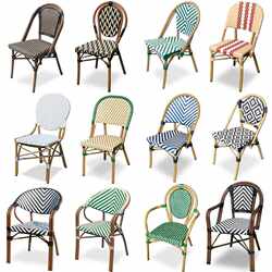 Outdoor Leisure Retro Rattan Chair Outdoor Terrace Courtyard Balcony Tavern Coffee Shop Milk Tea Shop French Rattan Dining Chair