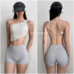 Treasure Girl Irregular One-Shoulder Sports Running Cross-Shoulder Bra Fitness Bra Sexy Top Yoga Wear Tank Top