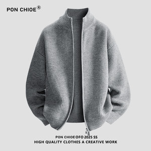 
ponchoe autumn and winter stand-up collar cardigan sweater men's American loose lazy style sweater jacket men and women