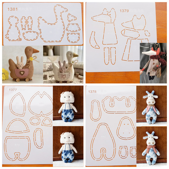 
Soft template drawing and tracing doll animals cute pig cow duck and rabbit Mr. Fox template