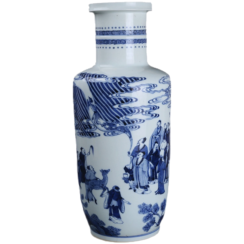 中国骨董 青花人物棒槌瓶 清時代 【公式通販】