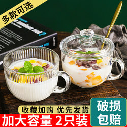 Large-Capacity Oatmeal Breakfast Cup, Glass Water Cup, Women's Household Tea Cup, Milk Cereal Coffee Cup with Lid and Spoon