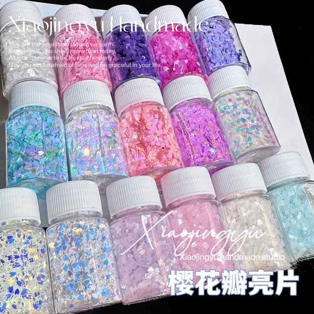 Little whale diy flow linen material cherry blossom petals leaves sequins nail art glue petals glitter quicksand decoration materials