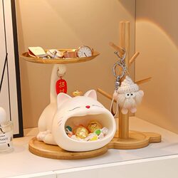 Japanese Kgl Housewarming Gift Lucky Cat Figurine Key Holder Creative Decoration for Home Entrance