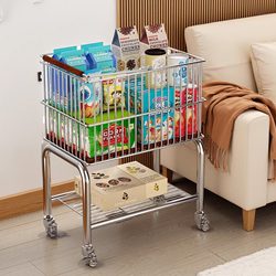 Medieval-Style Snack Cart Storage Rack, Mobile Bookshelf and Toy Multi-Layer Storage Rack Next to the Sofa in the Living Room, Dirty Clothes Basket
