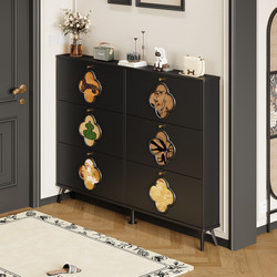 Medieval-Style Ultra-Thin Shoe Cabinet for Home Entrance, 2025 New Retro Black Entryway Cabinet, Flip-Top Storage Shoe Rack