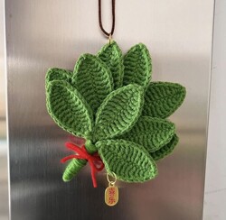 Finished Grapefruit Leaf Crochet Pendant Keychain Bag Charm Handmade Gift for Best Friend