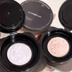 Kazilan Black Magnetic Loose Powder Compact Powder for Setting Makeup, Touch-Up, Oil Control, Long-Lasting, Pinkish Purple, Brightening for Oily and Dry Skin, Transparent for Women