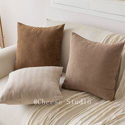 Solid Color Pillow Cover for Living Room, Square Coffee Brown Large Cushion, Backrest Pillow, Sofa Backrest Cover Without Insert