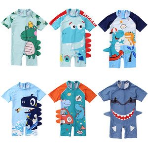 Children's swimsuit boys conjoined hats, swimming suits, boys, boys swimming trunks, big children professional hot spring swimsuit