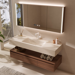 Bathroom 2026 New Model Rock Slab Hot-Bent Integrated Basin, Antique-Style Bathroom Cabinet Combination, Washbasin, Handwashing Basin Cabinet
