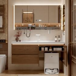 Vintage-Style Smart Bathroom Cabinet with Integrated Ceramic Washbasin and Sink Cabinet Combination
